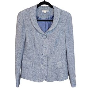 Pendleton Silk Viscose Blend Dress Blazer Suit Set Blue Tweed Size 8